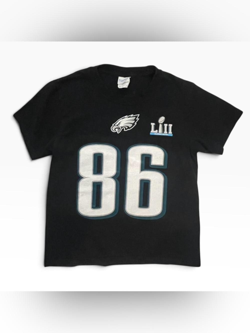 Philadelphia Eagles Youth Small T-Shirt NFL Superbowl Ertz 86 Black Short Sleeve